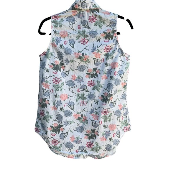 Guess Vintage 80s 90s Floral Sleeveless Button Down Soft Cotton Summer Top Shirt - Picture 4 of 7
